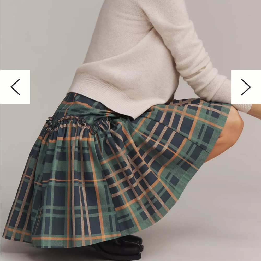 Anthropologie Mare Mare Basque-Waist Plaid Mini Skirt Size Large